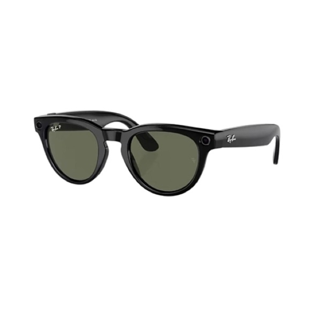 Ray-Ban Meta AI Sunglasses: Headliner in Shiny Black with G15 Green Lenses